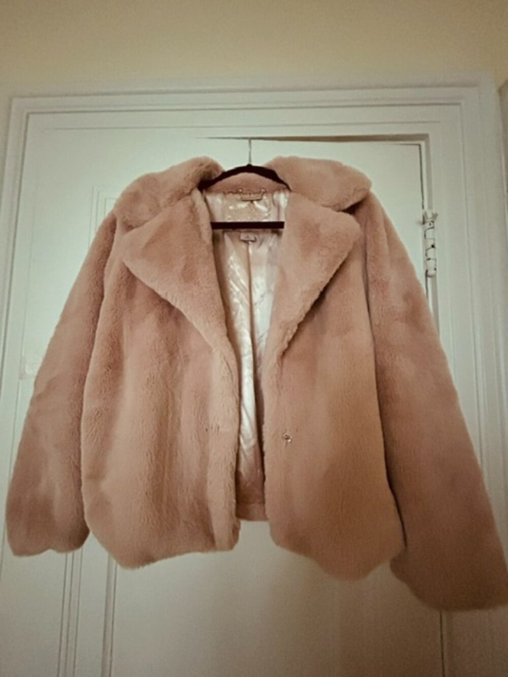 JouJou plush pink faux fur coat -SMALL - Like New!
